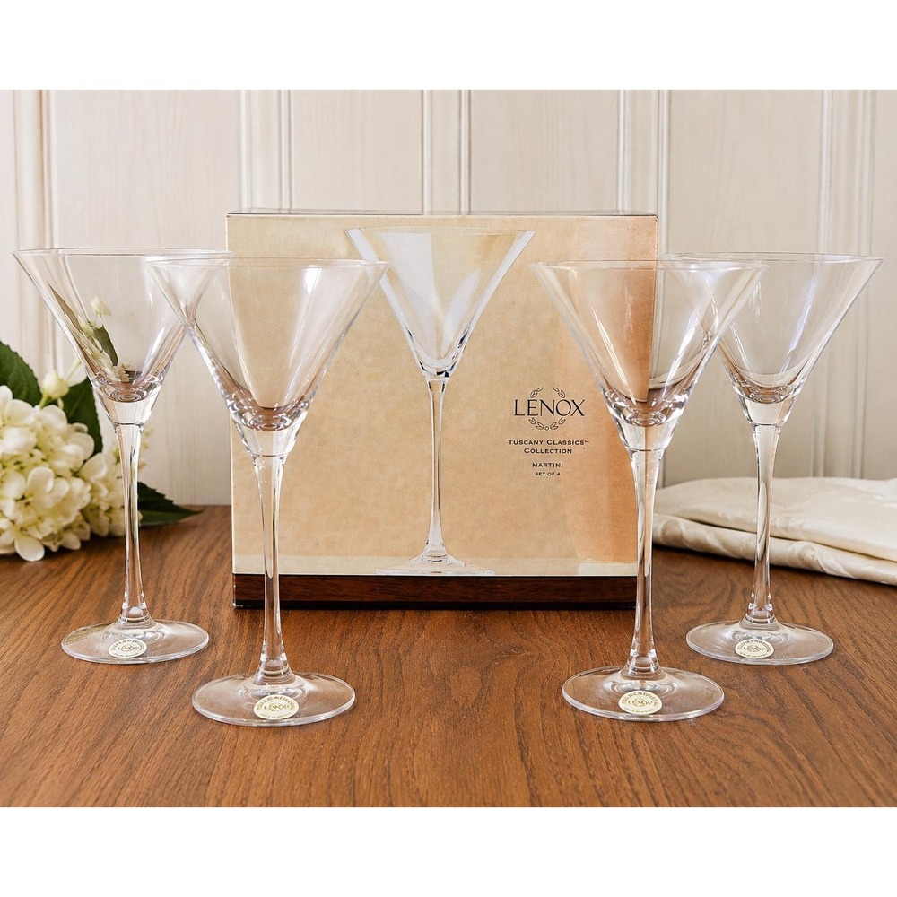 VTG Lenox Tuscany Martini Glasses Set of 4 Lead Crystal Made in Austria Barware